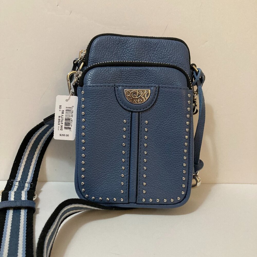 BRIGHTON Zak Utility Crossbody Canyon Blue Leather